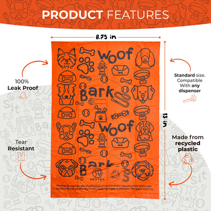 Dog Poop Bags, Leak-Proof, Strong and Unscented (8 Rolls - 120 Poop Bag Count)