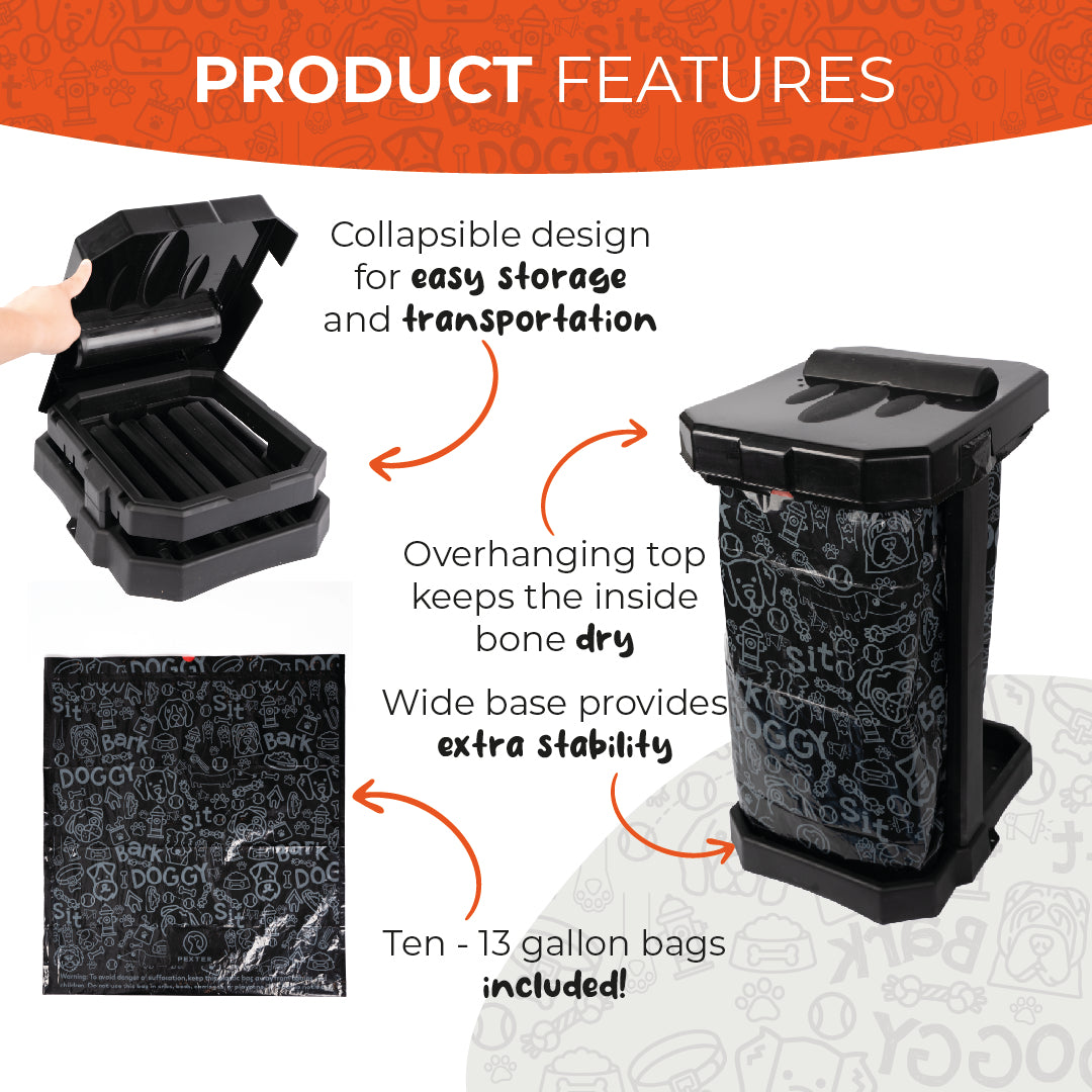 Dog Poop Trash Can Outside Use - 13 Gallon - Includes 10 Heavy Duty Waste Bags