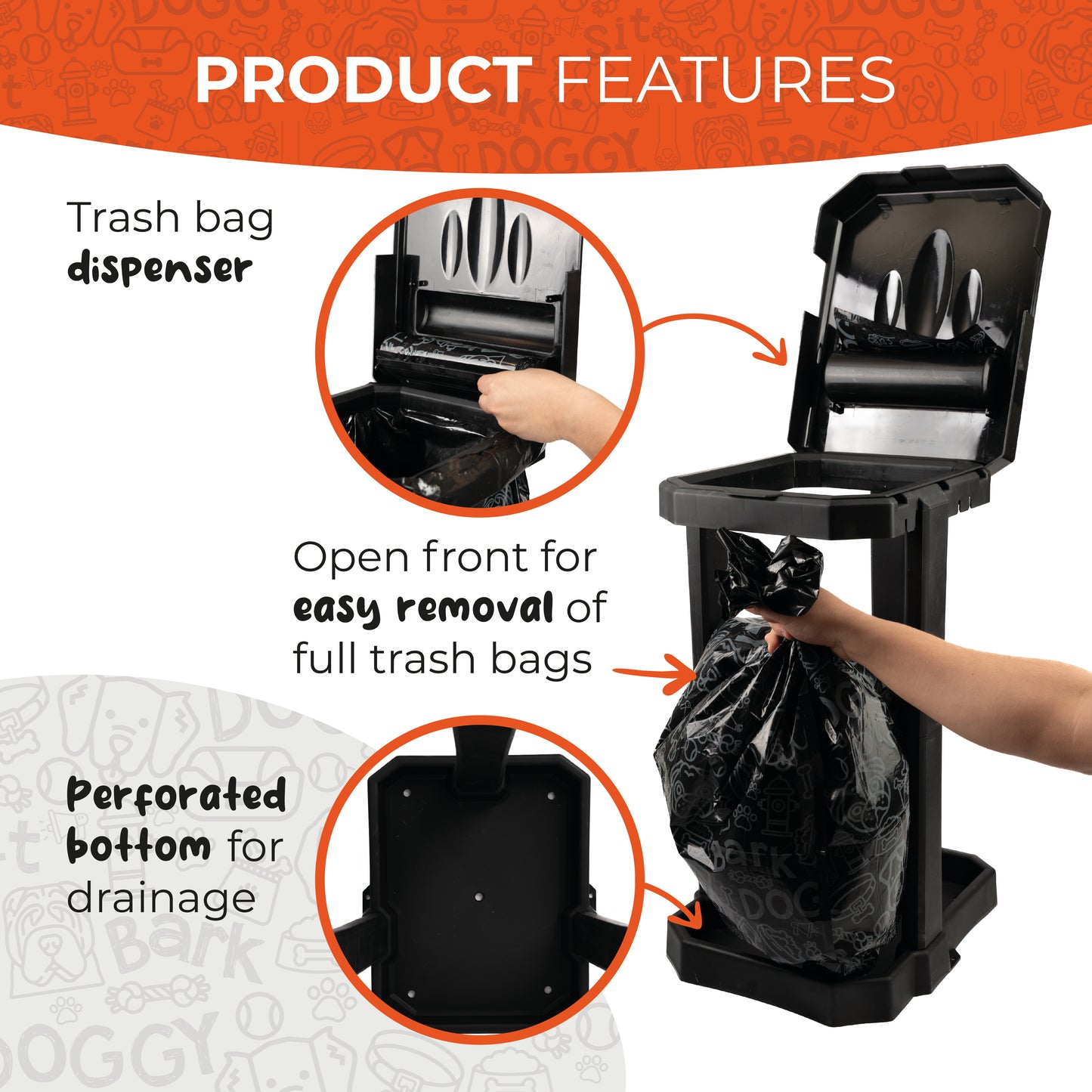 Dog Poop Trash Can Outside Use - 13 Gallon - Includes 10 Heavy Duty Waste Bags