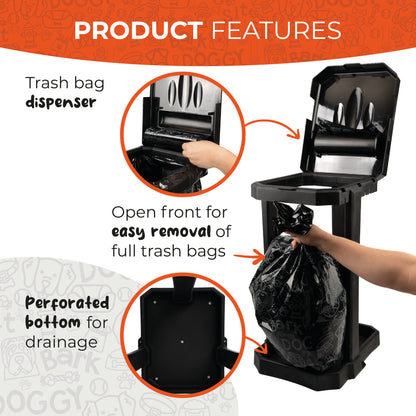 Dog Poop Trash Can Outside Use - 13 Gallon - Includes 10 Heavy Duty Waste Bags