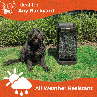 Dog Poop Trash Can Outside Use - 13 Gallon - Includes 10 Heavy Duty Waste Bags