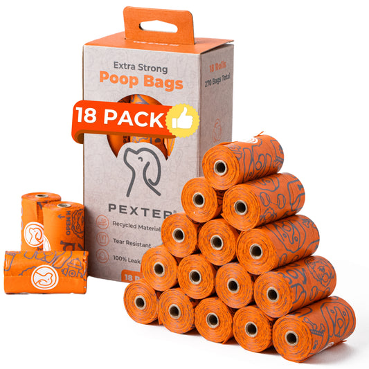 Dog Poop Bags, Leak-Proof, Strong and Unscented, 18 Pack (270 Poop Bags)