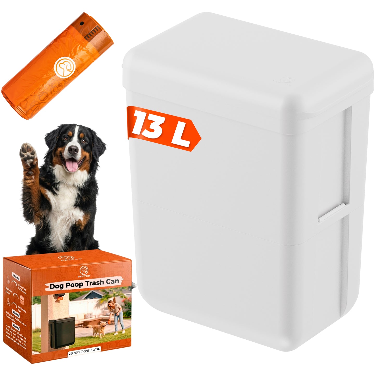 Dog Poop Trash Can - White