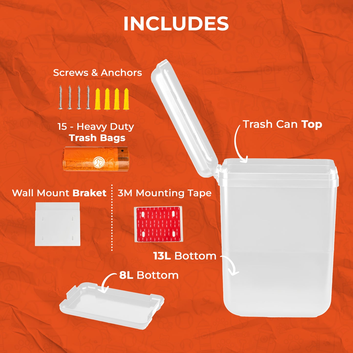 Dog Poop Trash Can - White