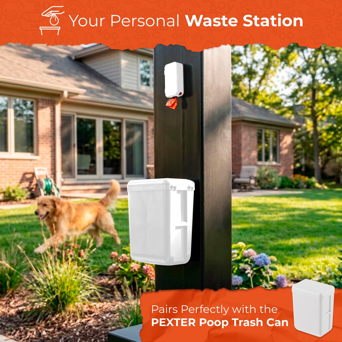 Dog Poop Trash Can - White